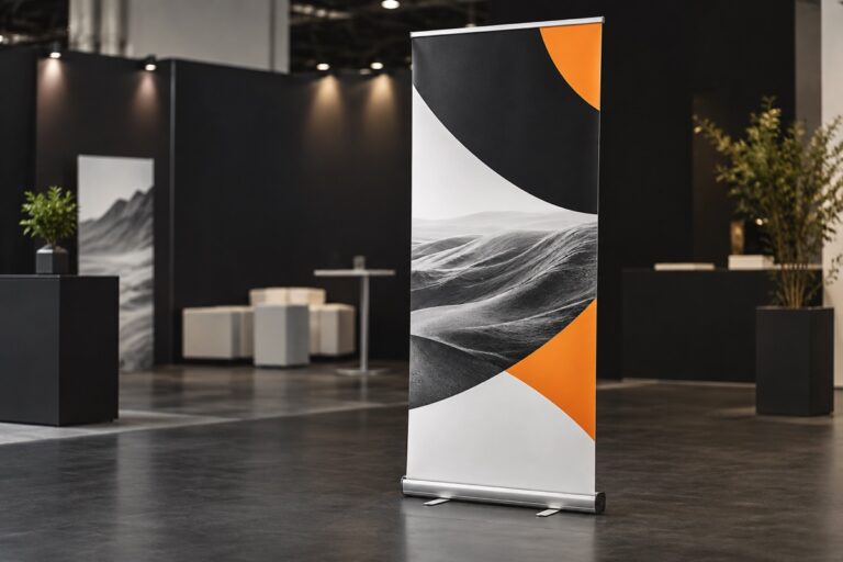 Freestanding printed roller banner
